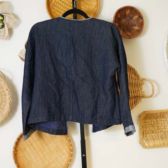 Eileen‎ Fisher Organic Cotton Open Front Denim Jacket Blue Womens Size XS - Picture 3 of 6